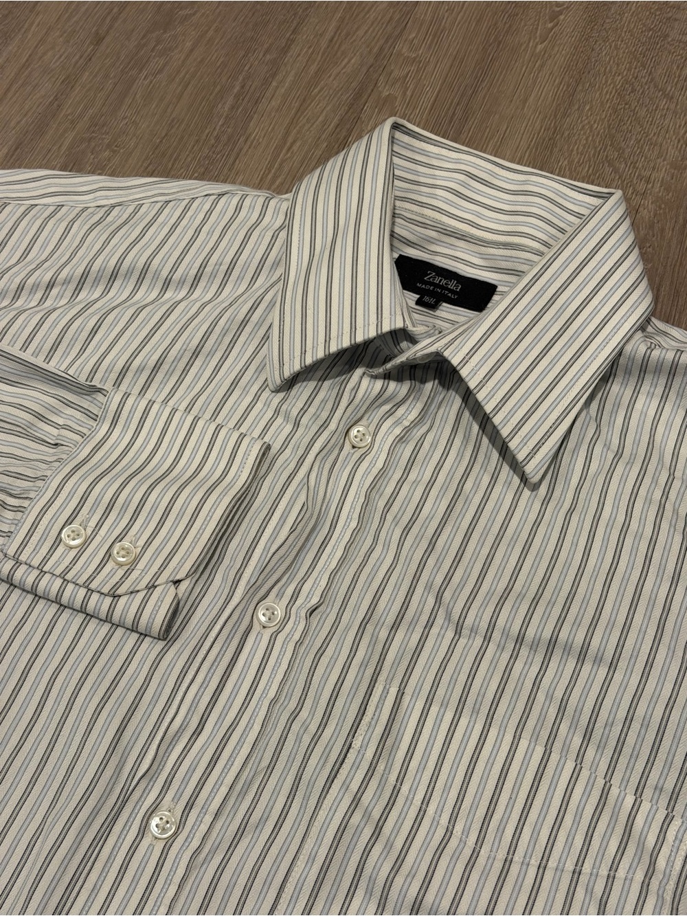 Zanella Men's Sz L 16.5 Multicolor Striped Dress Shirt Made In Italy 🇮🇹